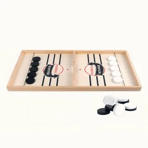 sling puck game, fast sling puck game, hockey board game, sling puck board game, wooden hockey game