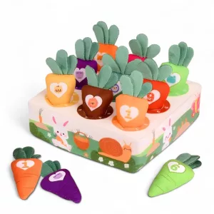 montessori toy, carrot toy, motor skills toy, color learning toy, numbers learning game, plush toy