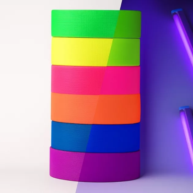 neon tape, glow in the dark tape, fluorescent tape, gaffer tape, cloth tape