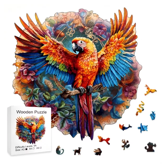 montessori toy, wooden puzzle toy, parrot puzzle game, parrot puzzle, jigsaw puzzle