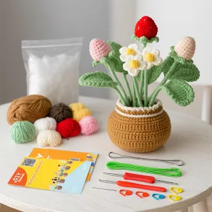 crochet kit, flower crochet kit, crochet beginner kit,