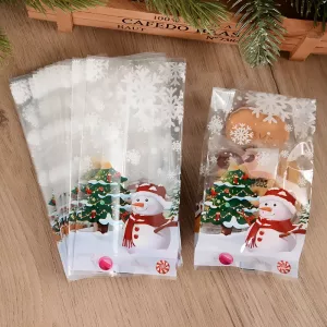 christmas gift pouch, cookie bag, clear gift wrap bag, cellophane christmas bags