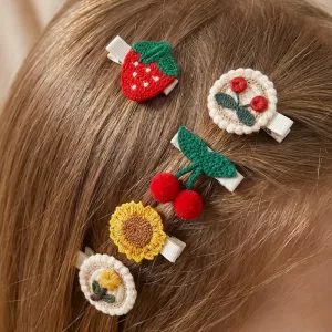 10pcs Cute Embroidery Summer Hair Clip Set for Kids
